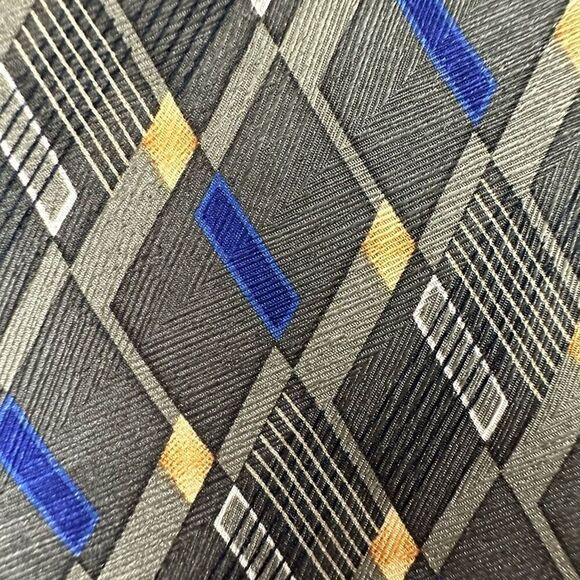 Alexander Julian Colours Men's 100% Silk Neck Tie Olive Green Geometric Print - Picture 2 of 7